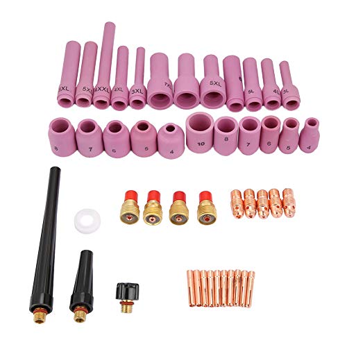 46Pcs TIG Welding Torch Kit, Welding Torch Nozzle WP-9/20/25 Series TIG Welding Torch Consumables Accessories TIG Gas Lens Collet Body Consumables Kit