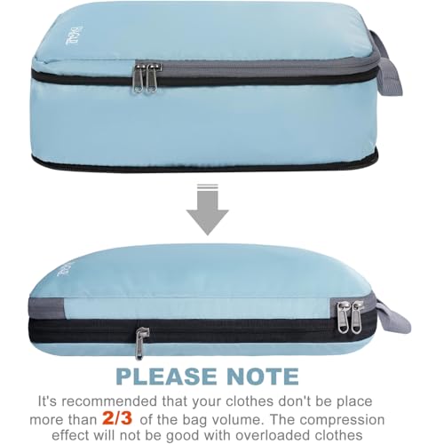 Image of BAGAIL 4 Set /6 Set /8 Set Compression Packing Cubes Travel Accessories Expandable Packing Organizers (Cloth Pattern, 4-Dusty Blue)