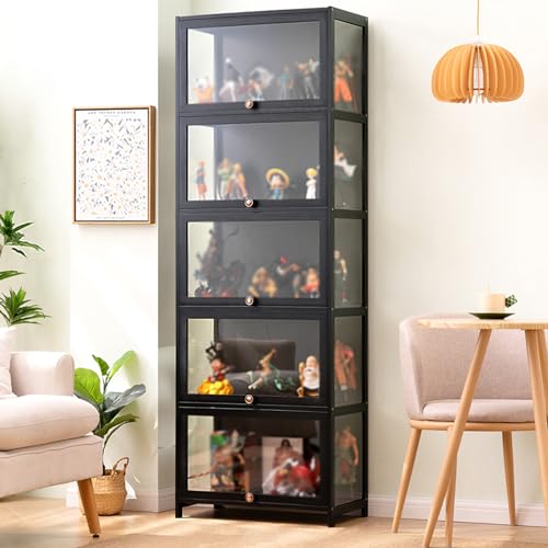 Lsjoaw コレクションケース フィギュアケース 竹枠+アクリル ショーケース コレクションキャビネット コレクションボード ガラスケース フィギュア グッズ 大容量のストレージ コレクションラック 密閉性と防塵性があり、リビングルーム、寝室、手工芸品店