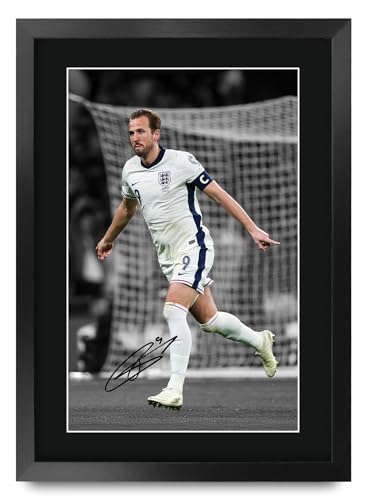 HWC Trading Harry Kane England Gifts Printed Signed Autograph Picture for Soccer Fans and Supporters (ID-000100) - 16" x 12" Framed