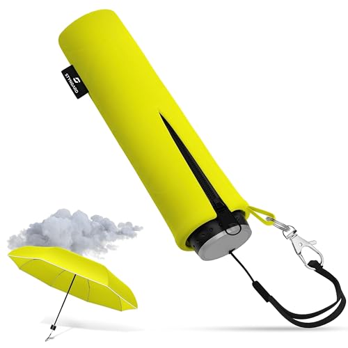 STYNGARD Regenschirm Kinder mit Sicherheitsreflektoren und Reflektorband - Kinder Regenschirm Mädchen & Junge - Kinderschirm - Schirm für Schulranzen Modell STOCKHOLM (Gelb)