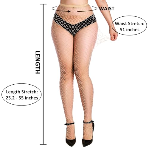 Littleforbig High Waist Tights Fishnet Mesh Net Stockings 3 Pairs4