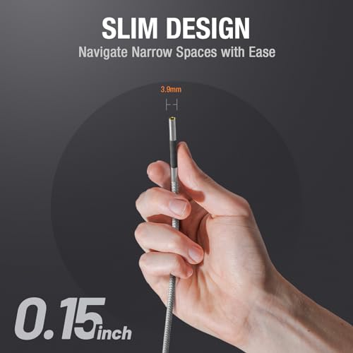 Teslong 3.9mm Articulating Borescope with Light, 5-inch IPS Two-Way Endoscope Inspection Camera with Articulated Probe, 5FT Borescope Camera with Lights, 3000mAh Battery, 32G TF Card