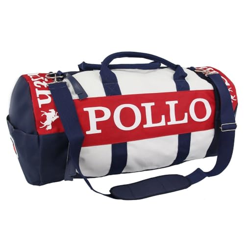 Mala Esportiva Pollo Unissex, 50 x 30 x 30 cm, Bolsa de Viagem em Nylon com Alça Dupla e Transversal, Preta (Azul)