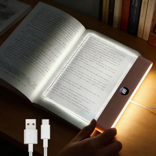 TCCHDM Book Light Rechargeable LED Reading Flat Clip on Night Light with 3 Colors & Timer Lamp for in Bed - Gifts for Readers Lovers Kids Women Men