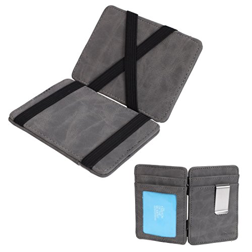 Carteira Masculina De Couro Maciço Multicolorido Da Epoint Com Carteira Mágica E Estojo Para Cartão De Crédito/Identidade