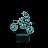 Coolzon 3D Optical Illusion Lampen LED Nachtlicht für Kinder Baby, Motorrad Lampe 7 Farben ändern 3d Lampe Mit USB-Kabel