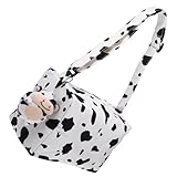 Hemobllo Modische Damen Schultertasche Umhängetasche aus Polyester mit Kuh Anhänger ein Schulter Beuteltasche für Alltag Shopping und Reisen