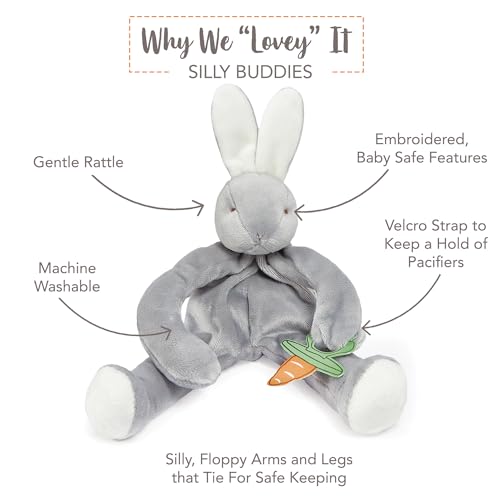 Image of Bunnies By The Bay inchBloom inch Bunny Silly Buddy - Animal Pacifier Holder Plush Toy with Velcro Loop Attachment - 10 inch (25cm) Size