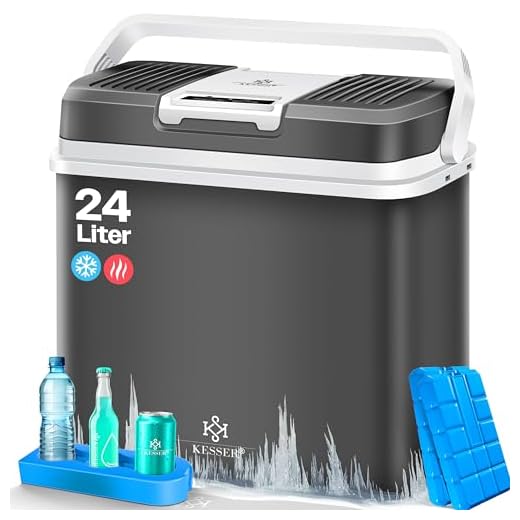 KESSER® koelbox 24 liter, KOELT en VERWARMT | thermo-elektrische koelbox incl. 2x koelbatterij | 12 volt en 230 volt | minikoelkast voor auto, boot, camping, strand | Antraciet