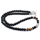 JOOTUEPO Mens Necklace Mens Jewellery Obsidian Tiger Eye Hematite Black Lava Beaded Necklace for Men, Men's Anxiety Crystal Necklaces Gifts, Christmas Presents for Dads Daddy Gift for Fathers Day