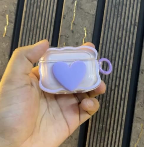 Image of Compatible with Airpods 4 (2024) Pouch Case Cover, Soft Silicone Case Cover with Key-Chain, 360 for Airpods 4 Gen Full Protective Pouch Case (Heart Purple)