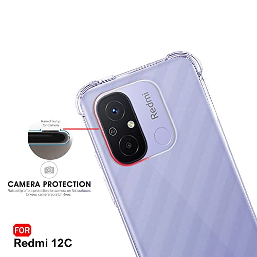 Image of TheGiftKart Crystal Clear Back Cover Case for Mi Redmi 12C | Shockproof Soft TPU Case | Cushioned Edges for Ultimate Protection Back Cover Case (TPU, Transparent)