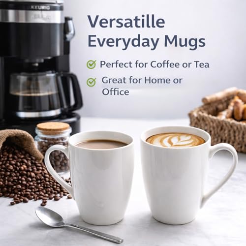 GBhome White Coffee Mugs Set of 12, 12 oz Ceramic Coffee Cups - Image 6