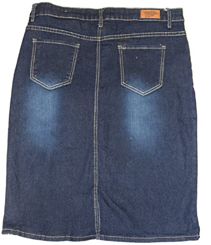 FGR Plus Size Women Knee high Stretch 32 Inches Waist 5 Pocket Denim Blue Skirt Size 12 Missy2