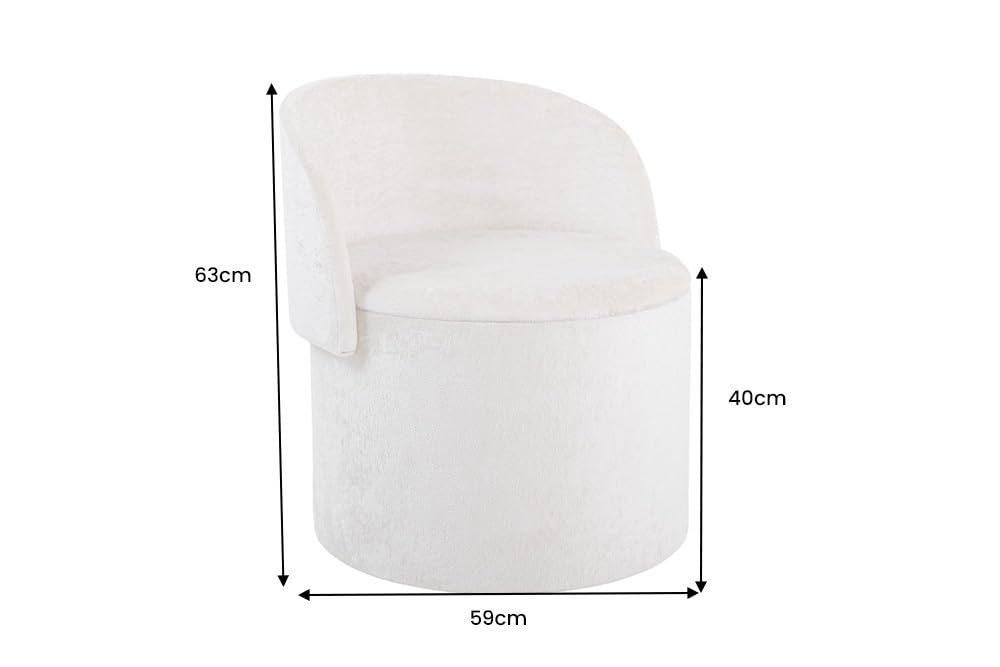 Sessel LUNA - 65cm - beige - Bouclé-Stoff klappbare Rückenlehne | Montiert geliefert, Schaumstoffpolsterung, hoher Komfort, Stauraum, Design, bequeme Polsterung, Eyecatcher