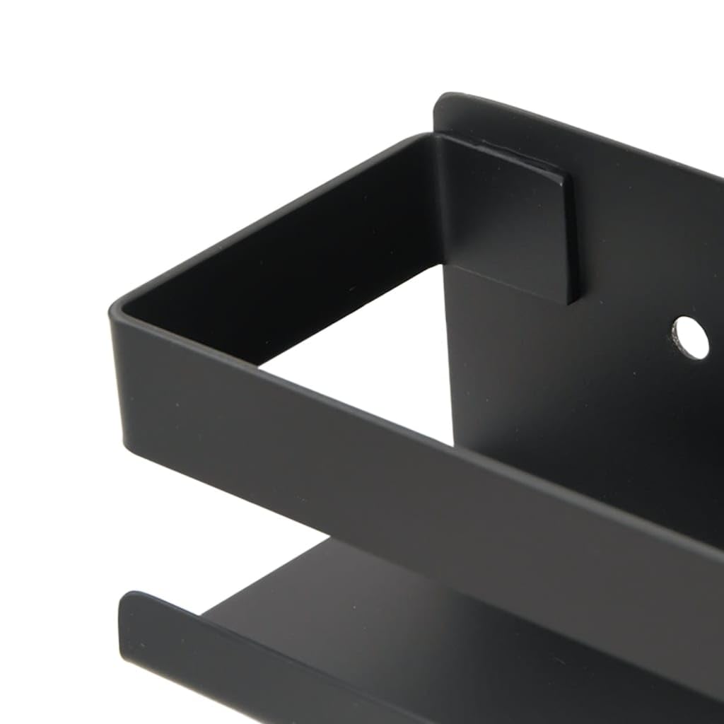Półka prysznicowa, matowa czerń, 23 x 6,5 x 6 cm, stal nierdzewna 304, trwała i wszechstronna, z 2 możliwościami montażu, zapewnia więcej miejsca do przechowywania w łazience, kuchni
