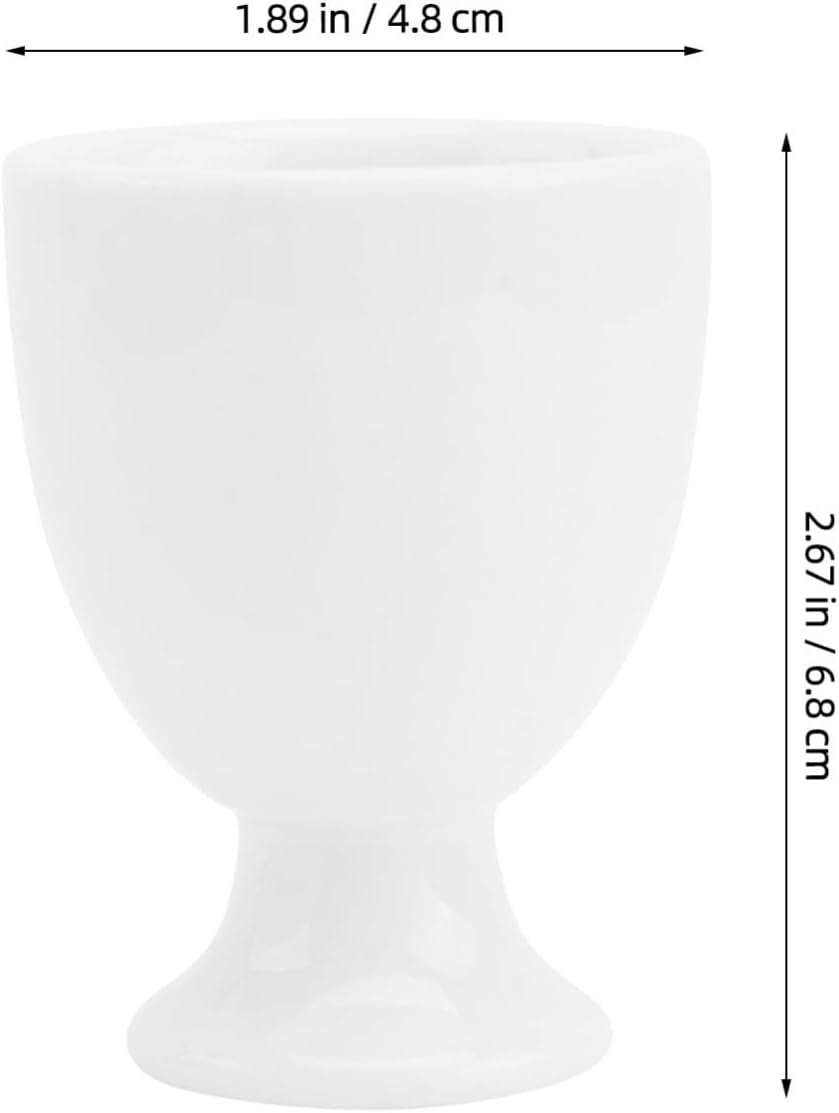 6pcs White Ceramic Egg Cups for Hard-boiled Eggs