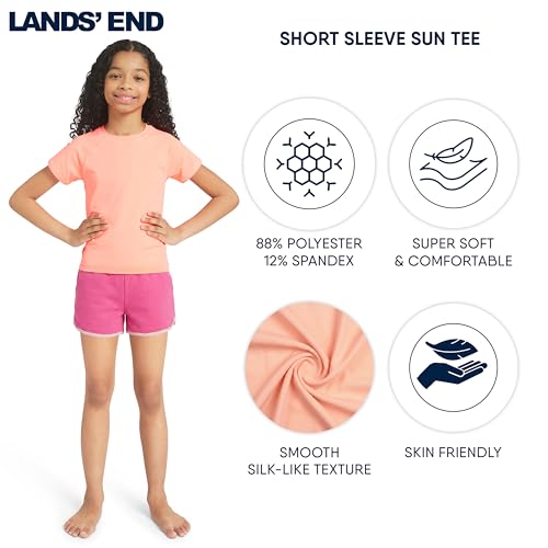 Image of Lands' End Girls' Swim UPF 50+ Short Sleeve Sun Tee Rash Guard Shirt
