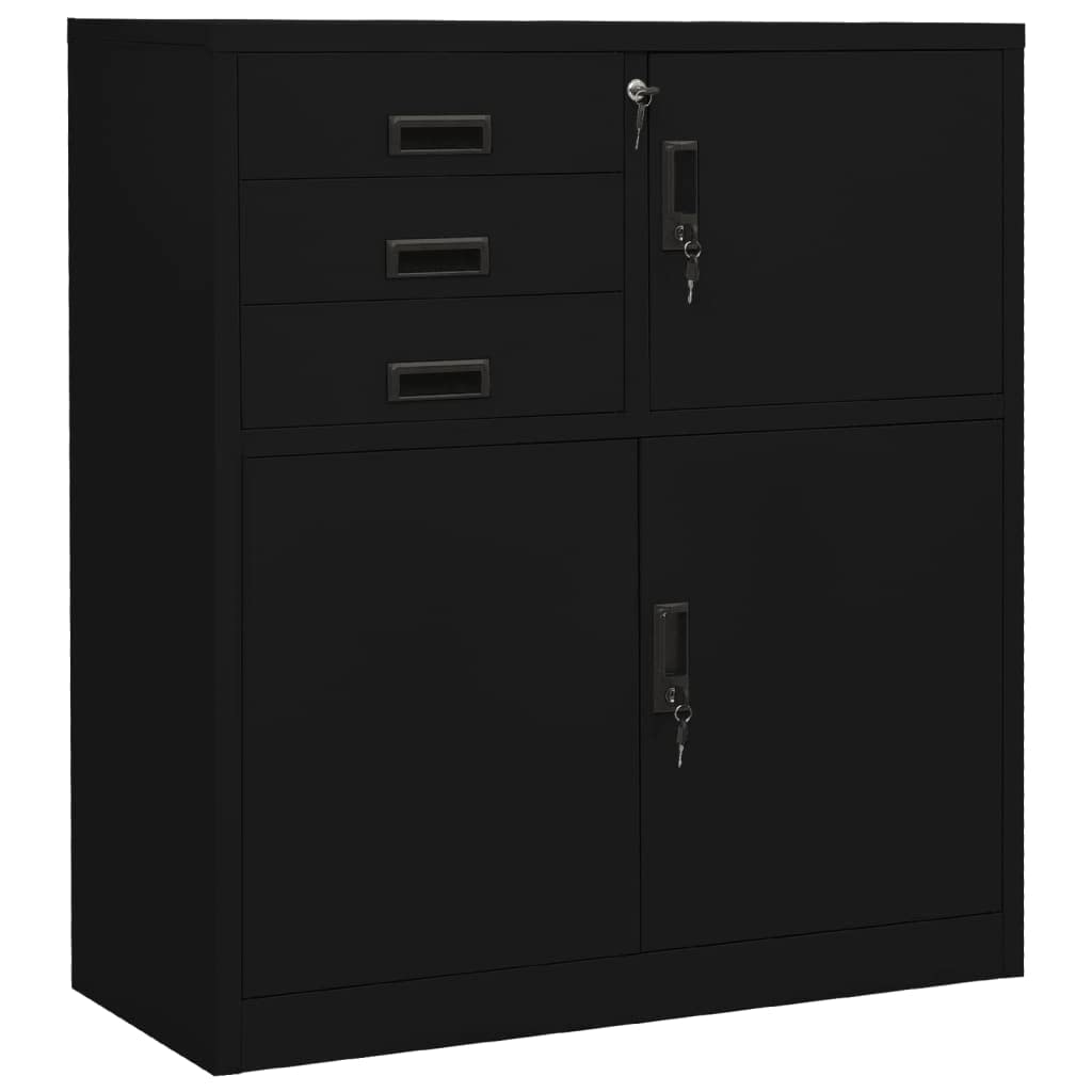 vidaXL Armoire de Bureau Noir 90x40x102 cm Acier
