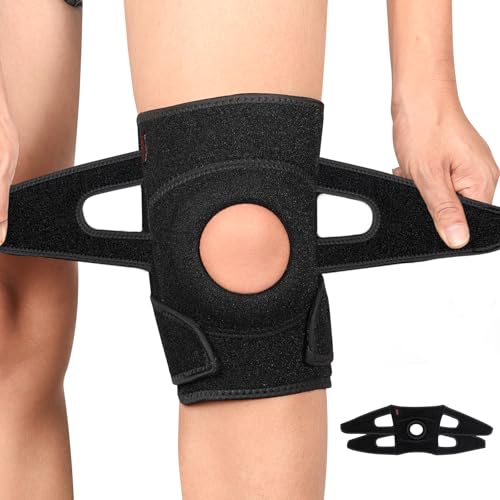 Adjustable Knee Brace for Women & Men - Knee Brace for Knee Pain Relief, Dual Sides Stabilizers, Patella Gel Pad, Knee Support Brace for Workout, Hiking, Meniscus Tear, Arthritis, ACL, MCL (Black, XL)