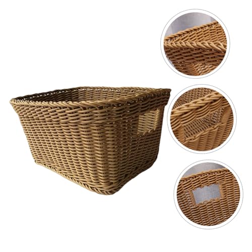 Panier à linge tressé osier Hemobllo couleur café pour rangement maison