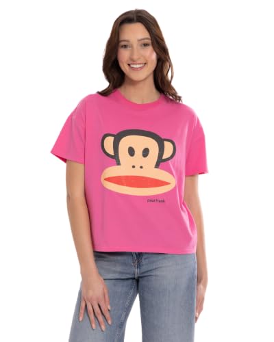Paul Frank Women's Oversized Drop Shoulder T-Shirt Julius Shocking Pink X-Large