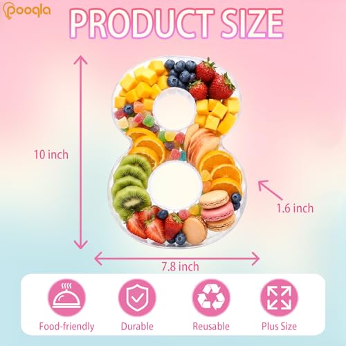 Image of Pooqla 10 inch Acrylic Number 8 Charcuterie Tray for 8th Birthday Decorations