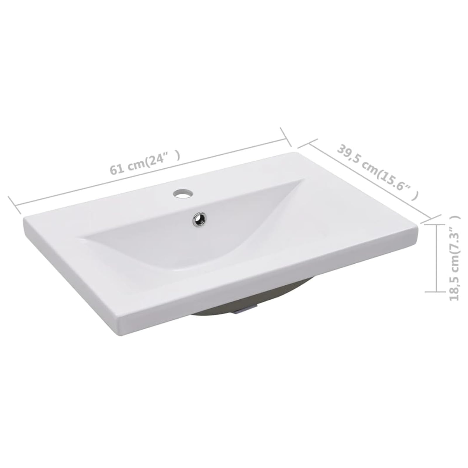 Lavabo encastrado, ShGaxin Lavabo Sobre Encimera, Lavabo Baño, Muebles De Baño, Mueble Lavabo, de cerámica blanco 61x39,5x18,5 cm