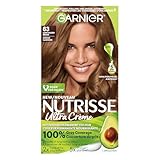 Garnier Nutrisse Ultra Crème, Permanent Hair Dye, 100% Grey Coverage, Vegan Formula, Nourished Hair, Long-Lasting Rich Colour, 63 Light Golden Brown, 1 Application, Packaging May Vary