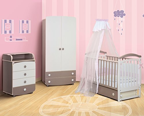 Babyzimmer Kinderzimmer komplett Set 3-tlg, Babybett Wickelkommode Kleiderschrank, Neu,'MADRID' 06.10; 26.10; 27.1.10