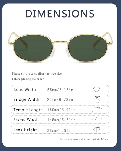 Image of Retro Oval Sunglasses for Women Men Trendy Gold Sun Glasses Vintage Metal Frame Shades