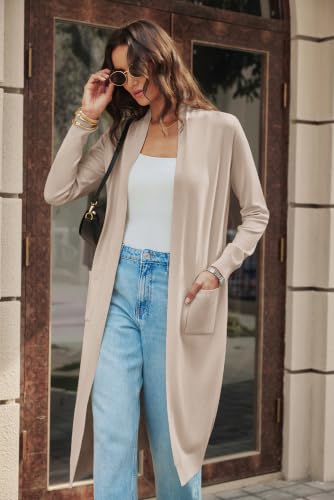Image of GRACE KARIN Essential Solid Open Front Maxi Long Knitted Cardigan Sweater for Women