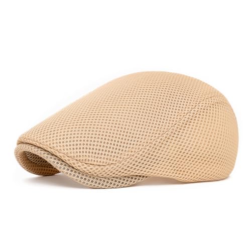 Image of meioro Men's Mesh Flat Cap Summer Breathable Newsboy Hats Beret Ivy Cap Gatsby Irish Cabbie Driving Hat Full Head Wrap