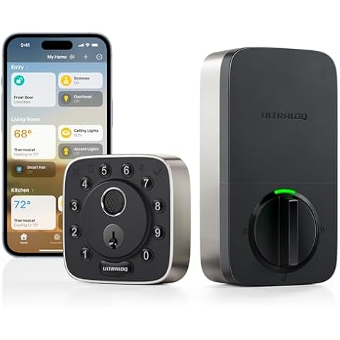 ULTRALOQ Bolt Fingerprint Smart Lock - Works with Apple HomeKit - Built-in WiFi Keyless Entry Door Lock - Voice Control with Siri, Alexa, Google - Biometric Smart Door Lock - Smart WiFi Deadbolt Cover