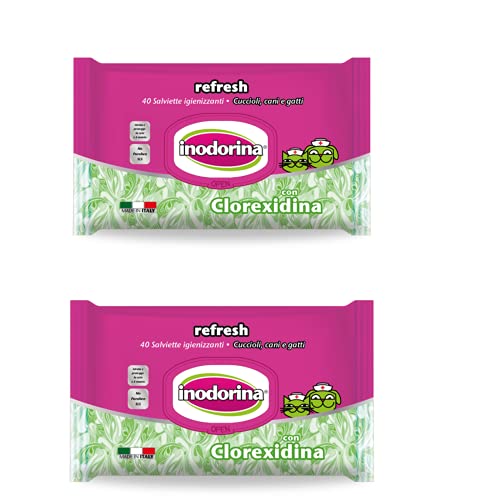 Toallitas PET100106 Clorhexidina, 2 paquetes de 40 toallitas