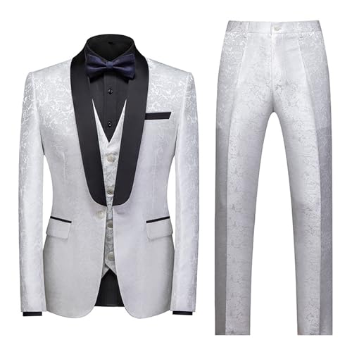 Blouson floral homme ensemble 2 pièces pantalon imprimé jacquard soirée