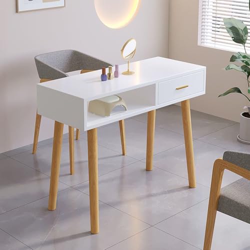 Stacja stołowa do manicure ze schowkiem i szufladami, drewniana praca technika paznokci, profesjonalne meble do salonu