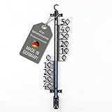 Lantelme XL Außenthermometer 47cm Analog Kunststoff Schwarz | Temperaturanzeige -40°C bis 50°C | Thermometer für Garten Terrasse Außen | Gartenthermometer Deutsche Herstellung