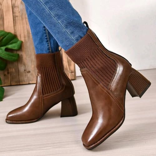 Bottines d'hiver à talon haut et bout carré pour un style décontracté chic - 6