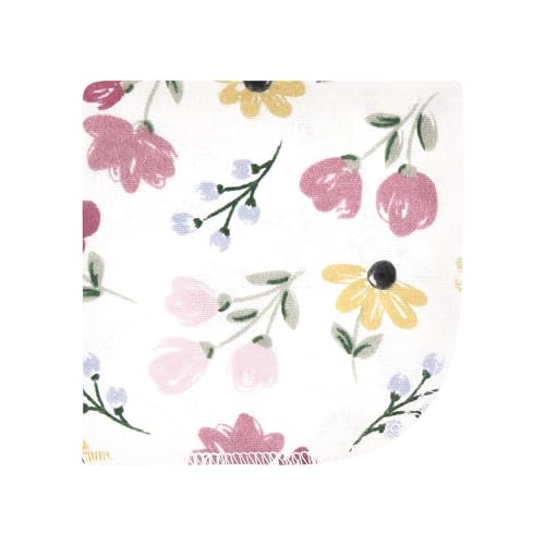 Image of Hudson Baby Unisex Baby Flannel Cotton Poly Washcloths, Soft Painted Floral 12 Pack, One Size