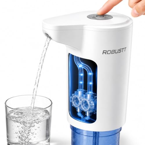 Image of Robustt Water Dispenser Pump for 20 Litre Water Bottle | USB Type-C Rechargeable Electric Water Can Dispenser | One-Touch Drinking Water Dispenser for Home, Office & Outdoor Use | White