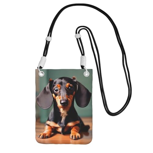 kurue Bonito bolso cruzado pequeño con estampado de perro salchicha para el hombro, bolso para teléfono celular, monedero con correa ajustable para mujer, Negro, Talla única kurue Bonito bolso cruzado pequeño con estampado de perro salchicha para el hombro, bolso para teléfono celular, monedero con correa ajustable para mujer, Negro, Talla única