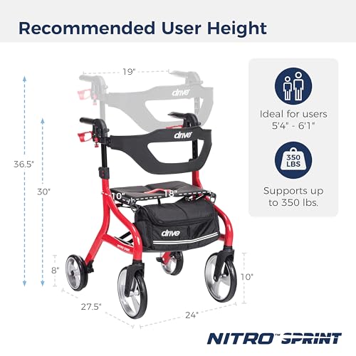 Drive Medical 102662RD Nitro Sprint Foldable Rollator Walker thumb #7