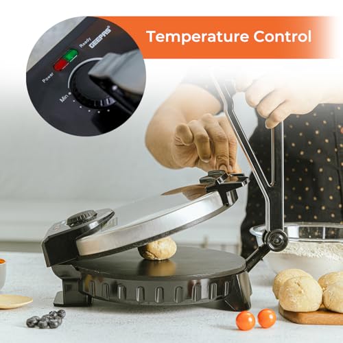 Geepas 1200W Mexican Style Tortilla Press - Roti/Chapati Maker - Ideal for Making Homemade Tortillas Tacos Flatbreads Chapati Roti - Non-Stick Coating, Lightweight & Compact Design - 2 Year Warranty - Image 5