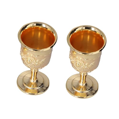 CLISPEED 2 piezas Copas de Vino Metálicas Retro Doradas Cáliz Elegante para Fiestas y Decoración Copa Estable Antideslizante de Europeo
