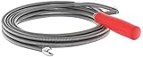 KIRCHHOFF 99907120 Rohrreinigungsspirale Ø 9 mm x 5 m lang, Abflussspirale mit Kralle, flexible Rohrspirale für Küche und Bad, Abfluss Spirale zur Rohrreinigung, Edelstahl, Rot