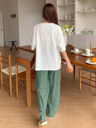 Image of Lymio Womens Korean Night Dress | Full Pyjama Set | Korean Nightsuit | Women Nightwear |Round Neck Full Sleeve Nightsuit | Loungewear | Everyday Nightdress (W-ND-6)