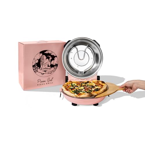 Crispy Crust Pizza Oven by PIZZA GIRL – Stylish Electric Oven for Pizza Indoor Portable, 12 Inch Indoor Pizza Oven Countertop, Pizza Maker Heats up to 795?F for Stone Baked Pizza at Home (Retro Pink)
