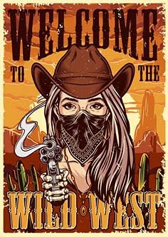 Krouterebs New Wild West Metal Tin Sign for Home and Kitchen Bar Man Cave Cafe Garage Wall Decor 12x8 Inch